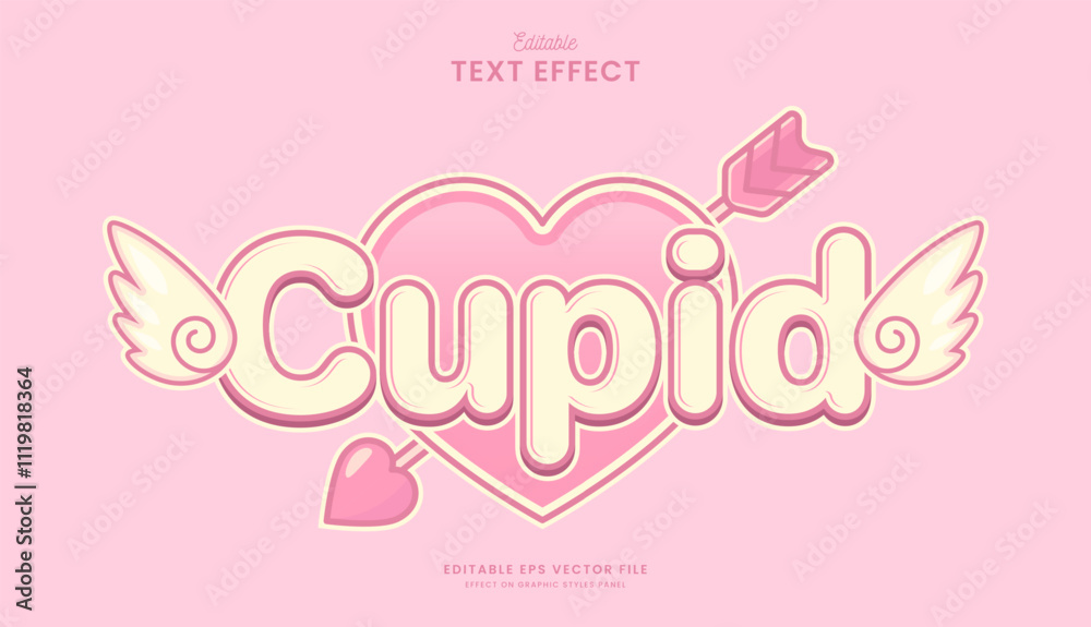 decorative cupid heart editable text effect design Stock Vector | Adobe ...