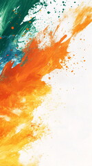 Poster - Vibrant vertical social media banner India Republic Day design with fluid, watercolor-style brush strokes in saffron, white, and green, accented with a stylized blue Ashoka Chakra in the corner.