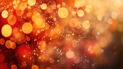 Poster - Bokeh light created by water droplets creating a vibrant and colorful abstract background with warm tones and soft illumination