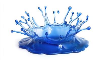 Poster - Blue water splash creating stunning droplets on a clean white background perfect for design and advertising use