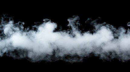 Poster - White smoke wave on black background creating a dramatic and atmospheric effect for creative projects and visual storytelling