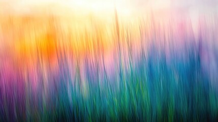 Poster - Abstract blurred meadow grass illuminated by backlight during a colorful sunset capturing a serene and dreamy atmosphere.