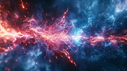 Wall Mural - This photo depicts a striking lightning abstract image of a black background illuminated by multiple lightning strikes