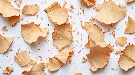 Poster - Wooden Shavings Textured Background for Crafts or Design Projects on Light Surface