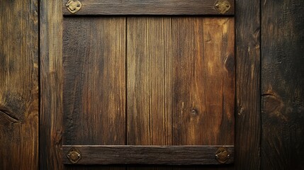 Canvas Print - Blank brochure mockup on rustic wooden background for creative branding and design presentations