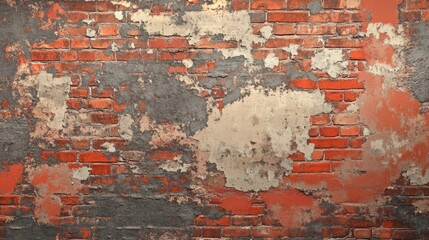Poster - Weathered Brick Wall with Peeling Paint in Studio Lighting Backdrop