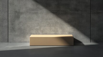 Poster - Box against a textured concrete wall with dramatic lighting ideal for showcasing mockup packaging and branding concepts