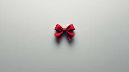 Wall Mural - Red bow isolated on a light gray background ideal for festive branding or holiday decorations