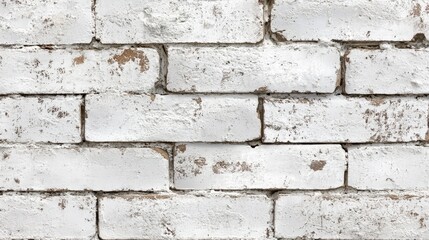 Poster - weathered white brick wall with dirt stains showcasing irregular patterns and textured surface for a
