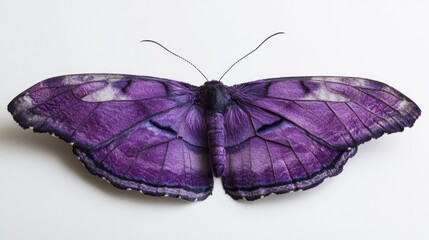 Wall Mural - purple butterfly showcasing intricate wing patterns against a clean white backdrop for nature and be