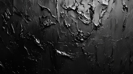 Poster - Textured black oil paint on weathered concrete wall surface creating an artistic grunge background for design and creative projects