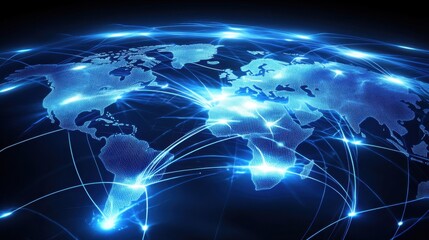 Poster - Global Network Connectivity Concept with Bright Digital Lines