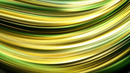 Poster - Abstract Wavy Lines in Green and Gold Tones with Smooth Flowing Texture and Vibrant Effect