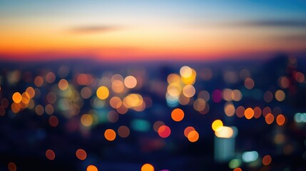 Aufkleber - Twilight Gradient Background with Blurred City Lights and Warm Golden Hour Tones