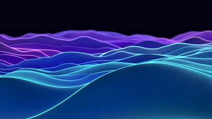 Poster - Vibrant Abstract Wave Patterns in Purple and Blue Colors for Modern Visual Design