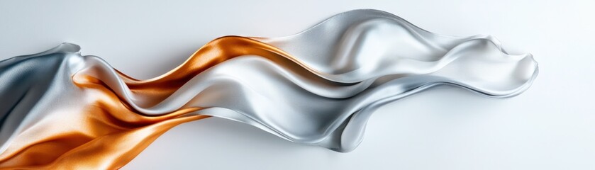 Aufkleber - A flowing silk ribbon forming an elegant curve across the length of a white background
