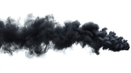 Poster - Abstract black smoke billowing over a white background creating a dramatic contrast ideal for artistic or environmental themes