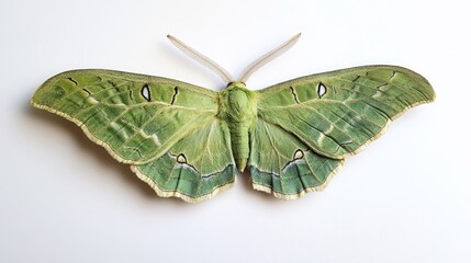 Wall Mural - green butterfly displayed on a white background showcasing detailed wing patterns and natural beauty