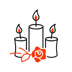 Wall Mural - Three candles with a single rose 