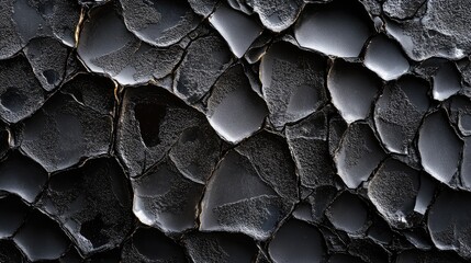 Poster - Black textured background with cracked surface details creating an abstract artistic effect suitable for various design projects