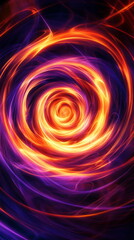 Aufkleber - Neon energy vortex. Bright orange and purple swirling light. Abstract spiral effect creating a sense of depth. Vertical photo footage for TikTok, Instagram, Reels, Shorts