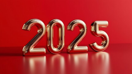 Wall Mural - red background gappy new year 2025 ai generative