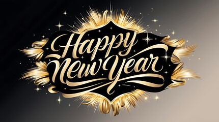 Wall Mural - black background with a star happy new year 2025 ai generative