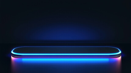 Poster - Futuristic Blue Neon Lighted Platform with Dark Background for Modern Display