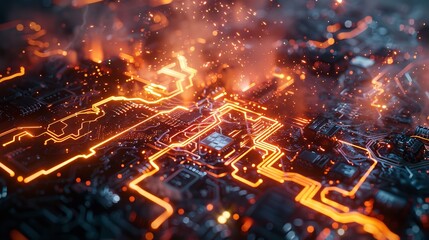 Poster - Future artificial intelligence technology concept, abstract circuit background.