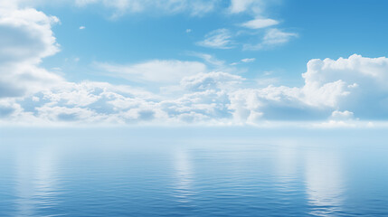 Wall Mural - sea landscape. sky over calm sea. blue sea and sunny sky on horizon over calm water