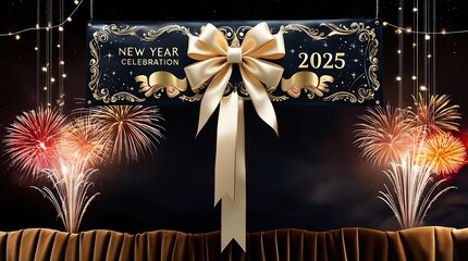 Wall Mural - fireworks elements happy new year 2025 ai generative