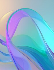Poster - Flowing gradient transparent multilayer glass background, 3d rendering.