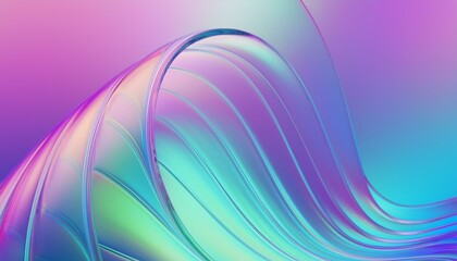 Poster - Flowing gradient transparent multilayer glass background, 3d rendering.