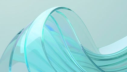 Poster - Flowing gradient transparent multilayer glass background, 3d rendering.