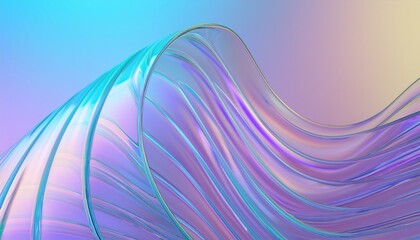 Poster - Flowing gradient transparent multilayer glass background, 3d rendering.