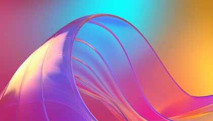 Poster - Flowing gradient transparent multilayer glass background, 3d rendering.
