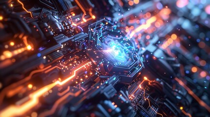 Poster - Future artificial intelligence technology concept, abstract circuit background.