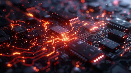Poster - Future artificial intelligence technology concept, abstract circuit background.