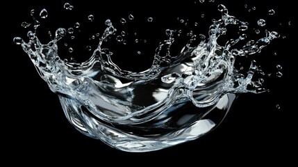 Poster - High-Speed Capture of Water Splashing and Creating Dynamic Shapes Against a Black Background Perfect for Artistic and Commercial Use