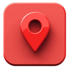Poster - Red Location Pin Icon on Square Background with Soft Shadows
