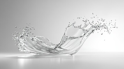 Poster - Captivating Splash of Water Creating Dynamic Motion with Glimmering Droplets on a Smooth Surface Under Soft Light in a Minimalistic Setting