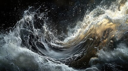 Aufkleber - Captivating Swirling Ocean Waves with Dramatic Light and Texture, Showcasing the Power and Beauty of Unleashed Nature in a Stunning Seascape Composition