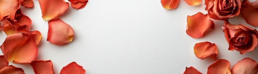 Poster - A thin border of rose petals framing the edges of a white backdrop with space for text in the center