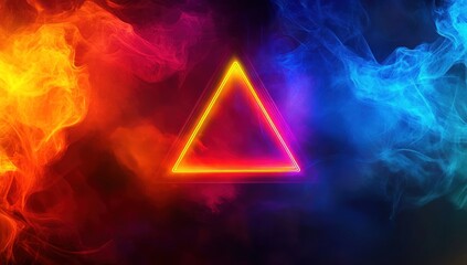 Poster - A vibrant triangle surrounded by colorful smoke effects, creating a dynamic visual impact.
