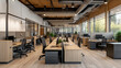 © VERTEX SPACE - Modern office interior design featuring spacious workstations, large windows, and natural light. layout promotes collaboration and productivity in contemporary environment