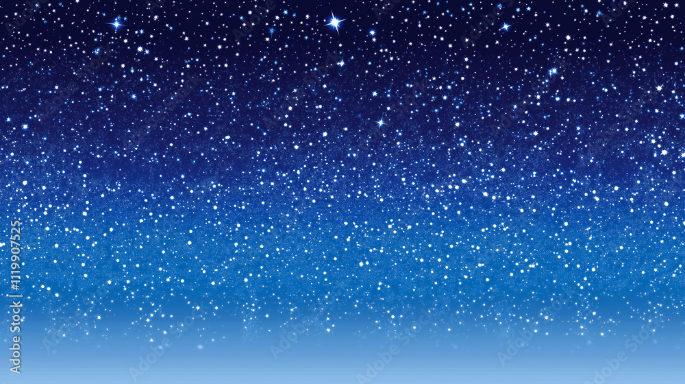 Starry Night Sky Background with Sparkling Stars, Glittering Blue ...