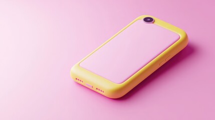 Aufkleber - A colorful smartphone with a pink and yellow design, emphasizing modern tech aesthetics.