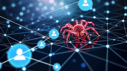 Poster - Digital Spider Representing Cybersecurity Threats and Computer Virus Conceptual Illustration
