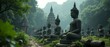 © Jonni78 - Buddhist statues among ruins, dense green forest, epic cinematic angle