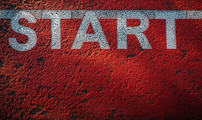 Wall Mural - 2025 new year's concept: men runner preparing to run on a stadium track. 2025 text written on asphal